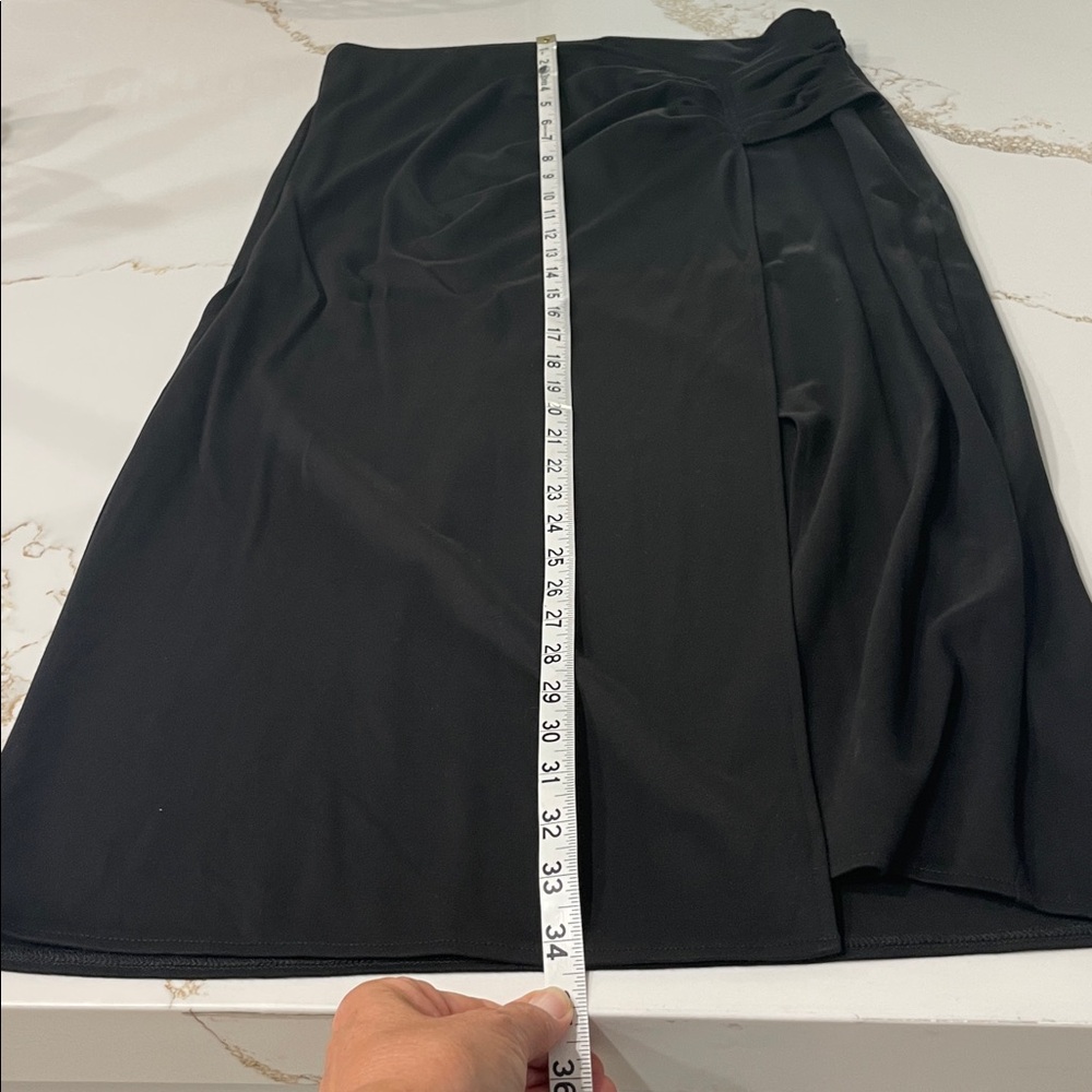 Halogen Black Maxi Skirt with Gathered Front and slit | L - Picture 8 of 9